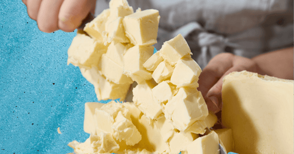 A chef chopping Savor butter